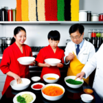 An image featuring a variety of colorful, steaming bowls of Yippee noodles, surrounded by concerned individuals in lab coats conducting extensive scientific tests, ensuring the safety of consuming Yippee noodles daily