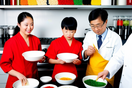 An image featuring a variety of colorful, steaming bowls of Yippee noodles, surrounded by concerned individuals in lab coats conducting extensive scientific tests, ensuring the safety of consuming Yippee noodles daily