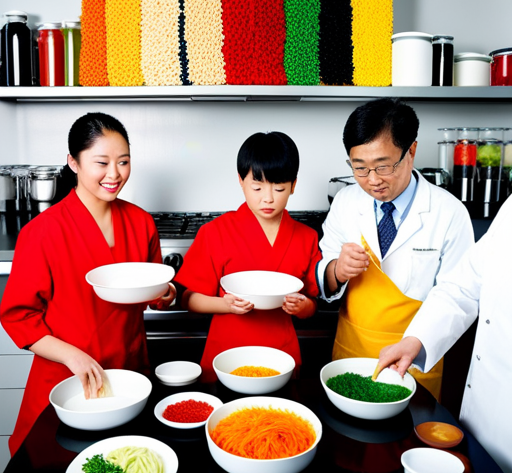 An image featuring a variety of colorful, steaming bowls of Yippee noodles, surrounded by concerned individuals in lab coats conducting extensive scientific tests, ensuring the safety of consuming Yippee noodles daily